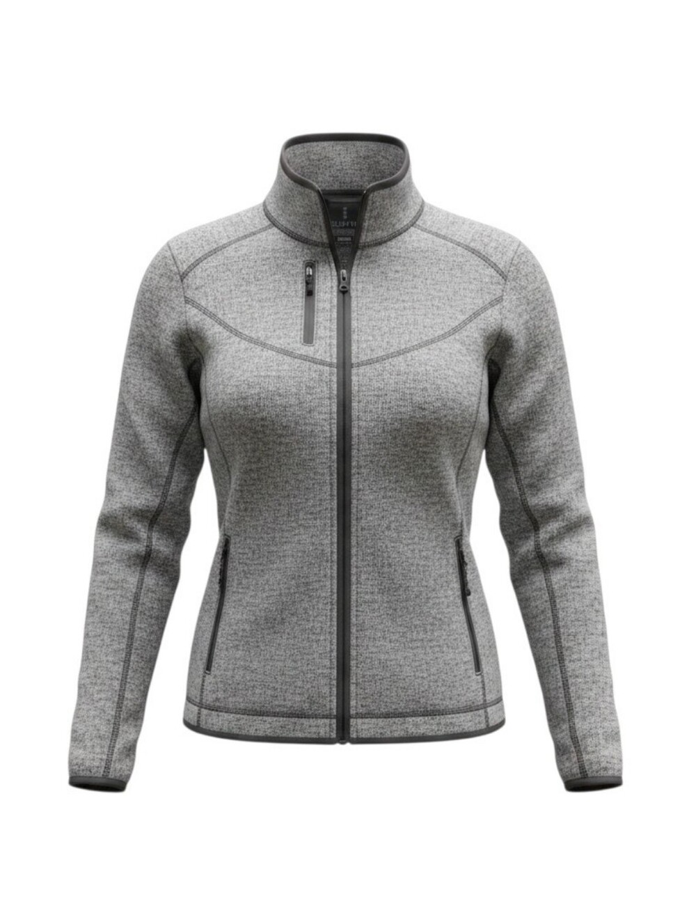 Elevate Women's Grey Full-Zip Utility Jacket with Stand Collar